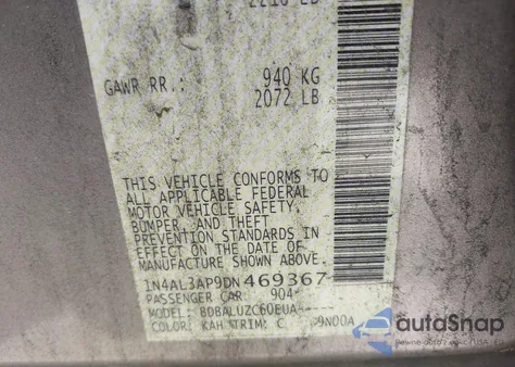 2013 Nissan Altima 2.5 Sv from USA, damaged, VIN 1N4AL3AP9DN469367